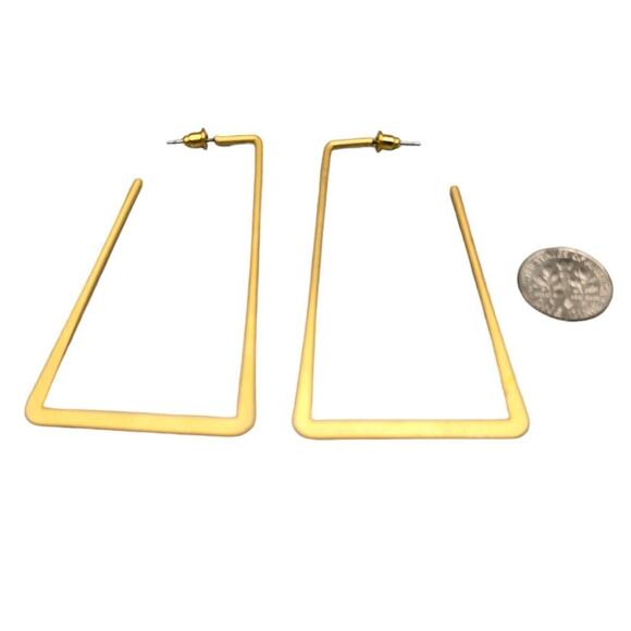 Pierced Earrings Large Geometric Square Angled Bold Straight Line Statement - Picture 5 of 5